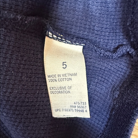 OshKosh B'gosh Navy and Light Blue Thermal Shirt. Cotton Durable Cozy - Picture 3 of 5